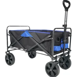 MUWO faltbarer Bollerwagen 100 L, max. 110 kg blau/schwarz