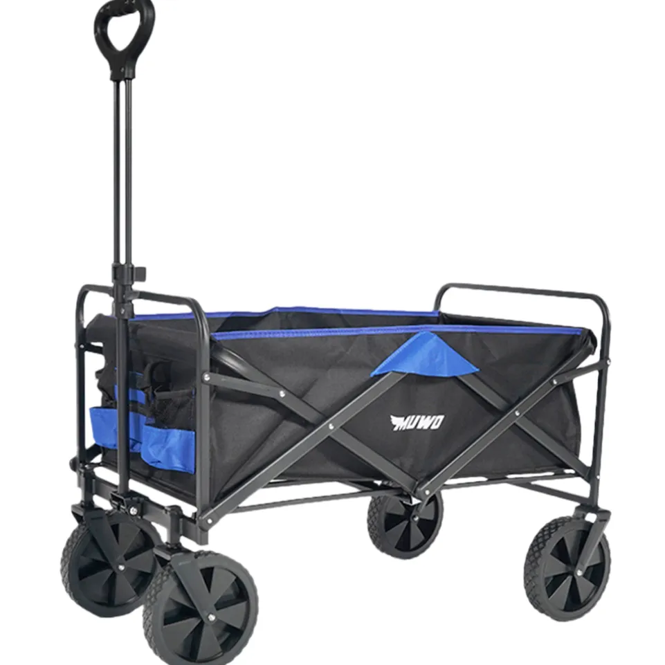 MUWO faltbarer Bollerwagen 100 L, max. 110 kg blau/schwarz