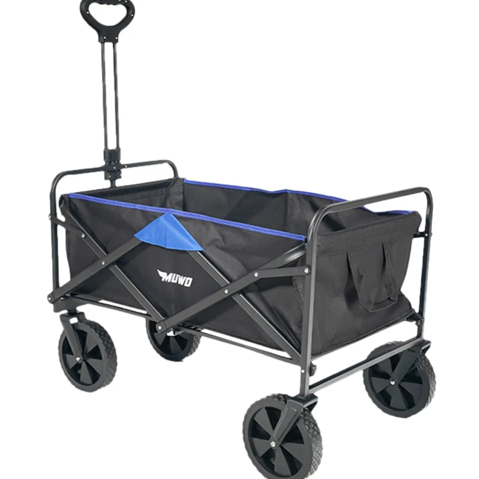 MUWO faltbarer Bollerwagen 100 L, max. 110 kg blau/schwarz