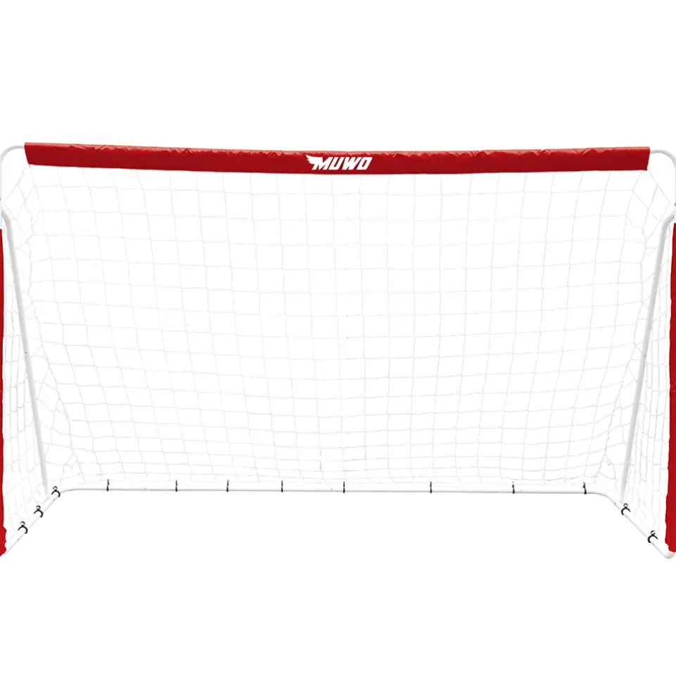 MUWO Fußballtor aus Stahl 240 x 150 cm rot/weiß
