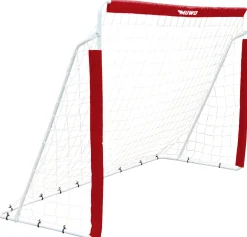 MUWO Fußballtor aus Stahl 240 x 150 cm rot/weiß
