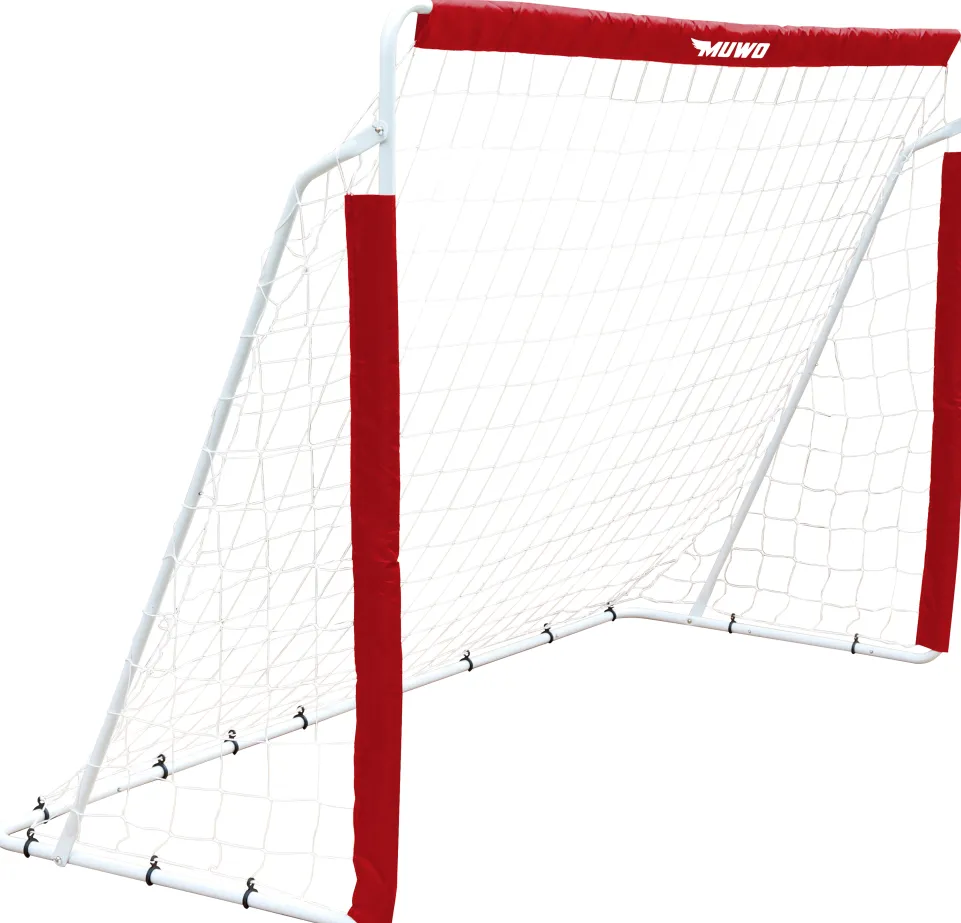 MUWO Fußballtor aus Stahl 240 x 150 cm rot/weiß