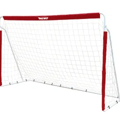 MUWO Fußballtor aus Stahl 240 x 150 cm rot/weiß
