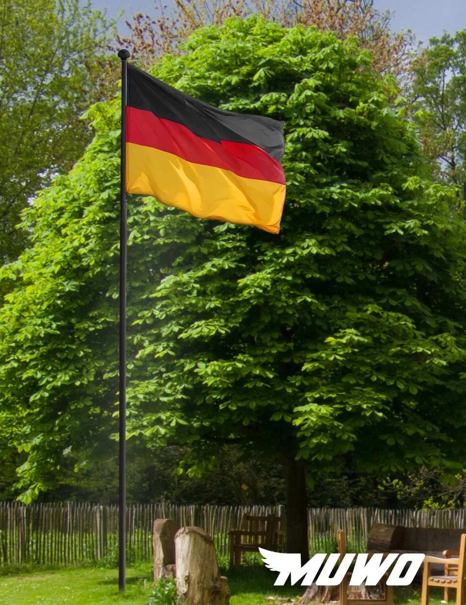 MUWO "Glory" Fahnenmast 6,1 m mit Bodenhülse schwarz