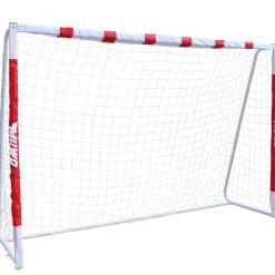 MUWO großes Fußballtor aus Stahl 3 x 2 m rot/weiß
