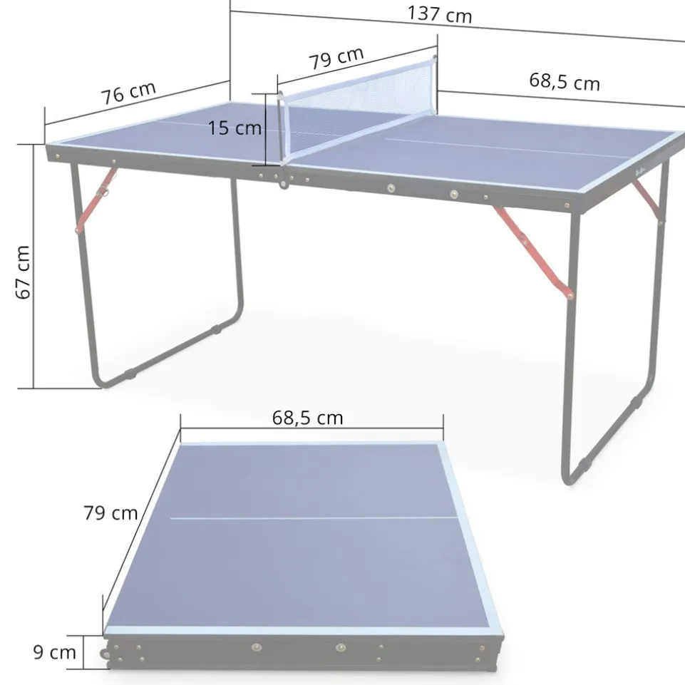 MUWO Indoor faltbare Mini Tischtennisplatte 137 x 76 cm blau