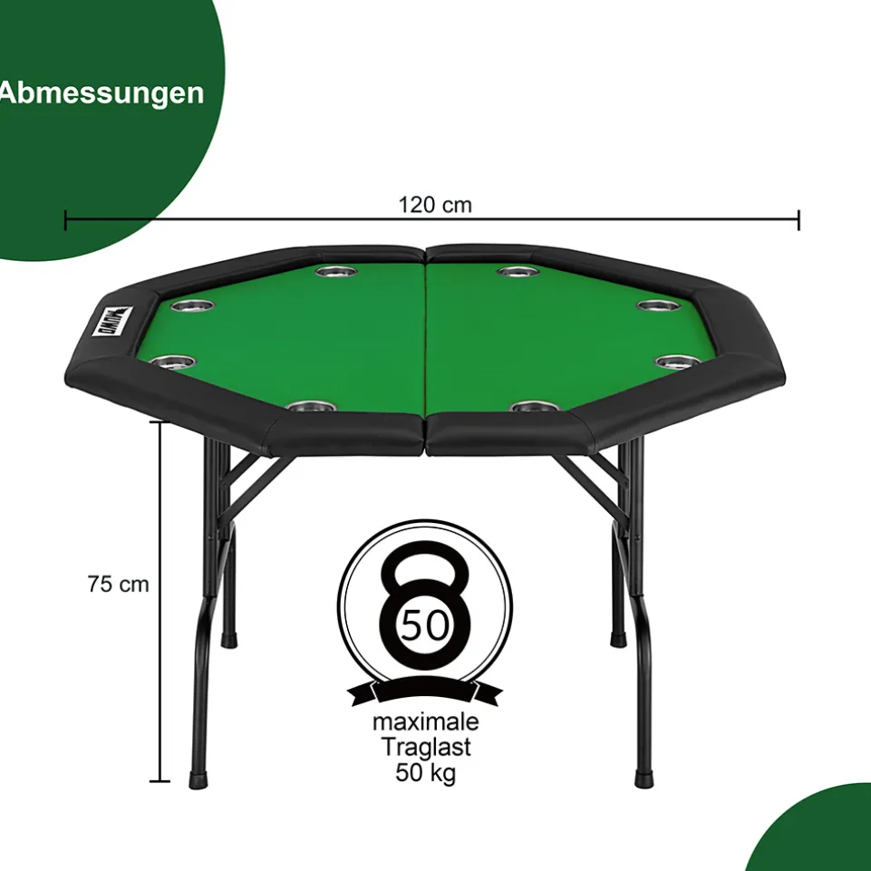 MUWO klappbarer Pokertisch für 8 Spieler grün