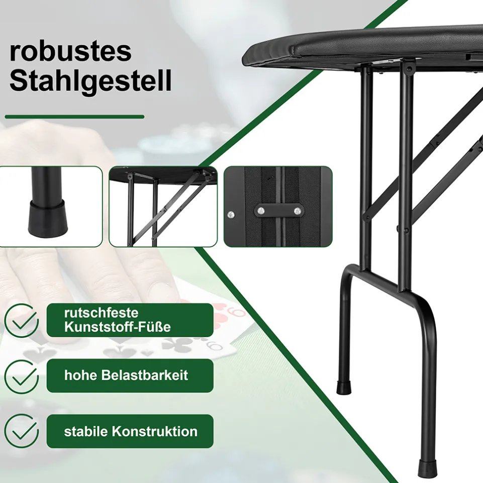 MUWO klappbarer Pokertisch für 8 Spieler grün