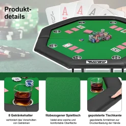 MUWO klappbarer Pokertisch für 8 Spieler grün