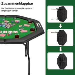 MUWO klappbarer Pokertisch für 8 Spieler grün