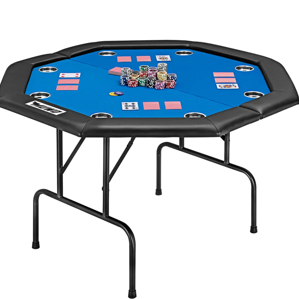 MUWO klappbarer Pokertisch für 8 Spieler blau