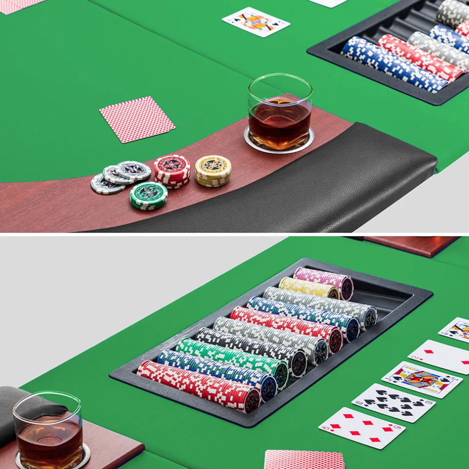 MUWO Pokertisch für 10 Spieler mit Dealerbereich und Chipablage grün