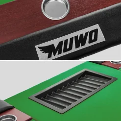MUWO Pokertisch für 10 Spieler mit Dealerbereich und Chipablage grün