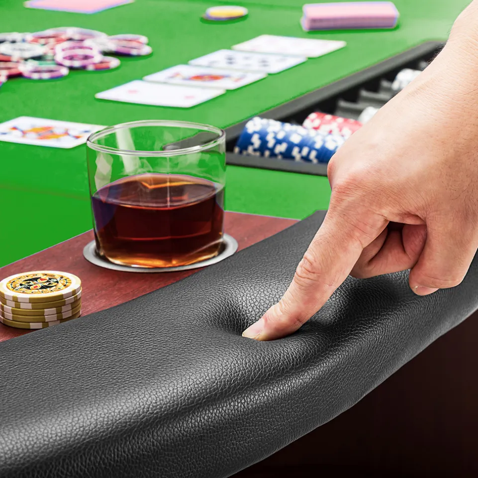 MUWO Pokertisch für 10 Spieler mit Dealerbereich und Chipablage grün
