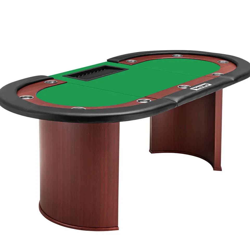 MUWO Pokertisch für 10 Spieler mit Dealerbereich und Chipablage grün