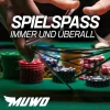 MUWO Pokertisch für 10 Spieler mit Dealerbereich und Chipablage blau