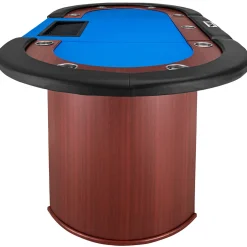 MUWO Pokertisch für 10 Spieler mit Dealerbereich und Chipablage blau