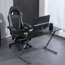 MUWO "Vision" E-Sports Gamingtisch schwarz/grau