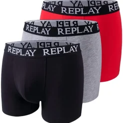 REPLAY Basic Cuff Logo Herren Boxershorts 3er-Pack I101102-N176