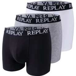 REPLAY Basic Cuff Logo Herren Boxershorts 3er-Pack I101102-N174