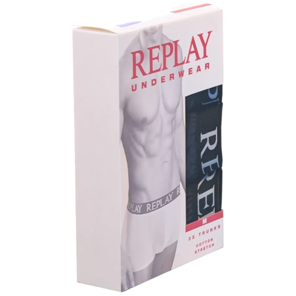 REPLAY Basic Cuff Logo Herren Boxershorts 3er-Pack I101102-N175