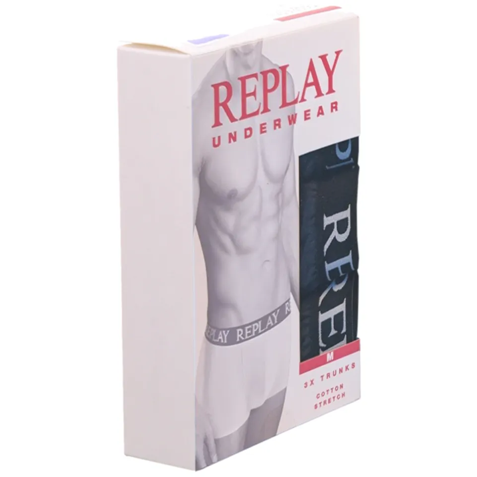 REPLAY Basic Cuff Logo Herren Boxershorts 3er-Pack I101102-N188