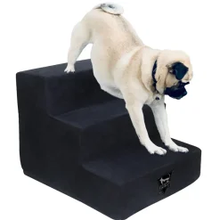 SPOCADO "Albion" Hundetreppe mit Plüschbezug 3-stufig schwarz