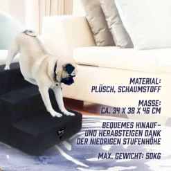 SPOCADO "Albion" Hundetreppe mit Plüschbezug 3-stufig beige