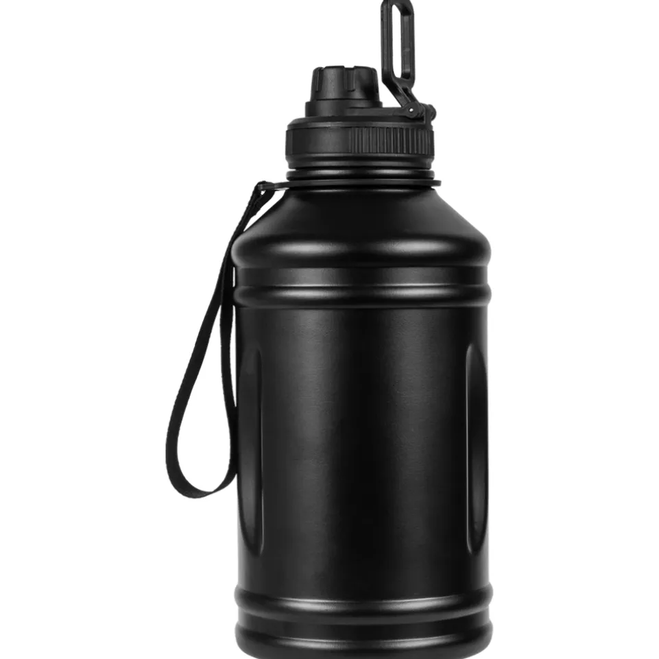 SPORTINATOR "Hydrated" Fitness Edelstahl Trinkflasche 2,2l schwarz