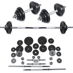 SPORTINATOR "Machine" 2-in-1 Kurz + Langhantel Set 40 kg mit Koffer