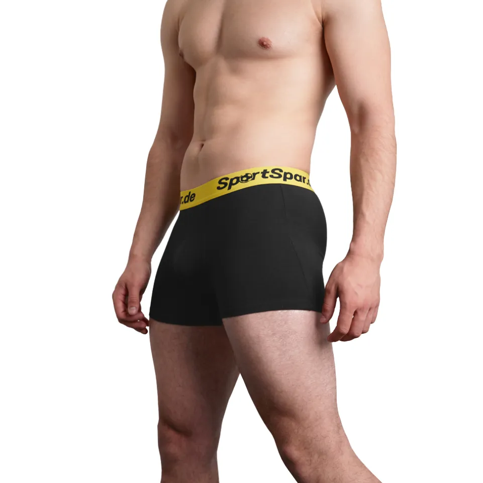Sportspar.de Herren "Double Sparbuchse" Boxershorts 2er-Pack schwarz-gelb