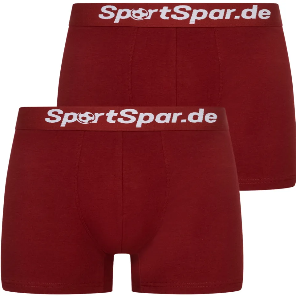 Sportspar.de Herren "Double Sparbuchse" Boxershorts 2er-Pack weinrot
