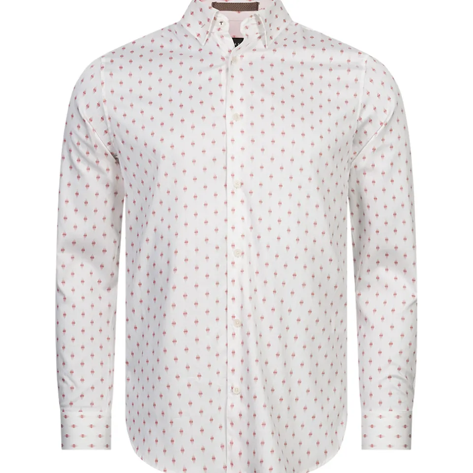 TED BAKER Ardea Dot Herren Langarm Hemd 272171-WHITE