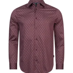 TED BAKER Pavia Star Geo Print Herren Langarm Hemd 272176-MAROON