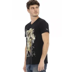 TRUSSARDI Action Herren Conqueror V-Ausschnitt T-Shirt Schwarz 2AT108003