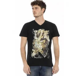 TRUSSARDI Action Herren Conqueror V-Ausschnitt T-Shirt Schwarz 2AT108003