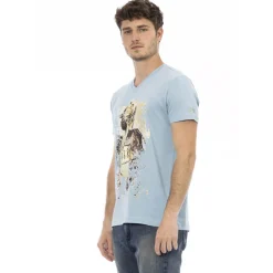 TRUSSARDI Action Herren Conqueror V-Ausschnitt T-Shirt Hellblau 2AT108007