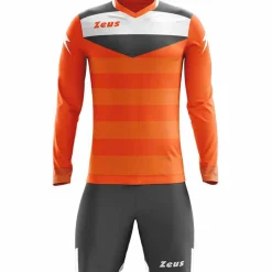 Zeus Argo Torwart Set Langarm Trikot mit Shorts Neon Orange Grau