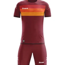 Zeus Icon Teamwear Set Trikot mit Shorts dunkelrot orange