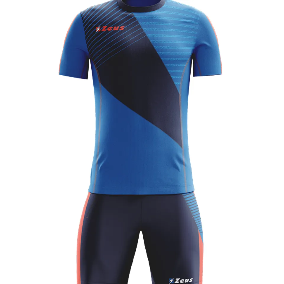 Zeus Kit Alex Herren Trikot-Set mit Shorts royal solar-rot