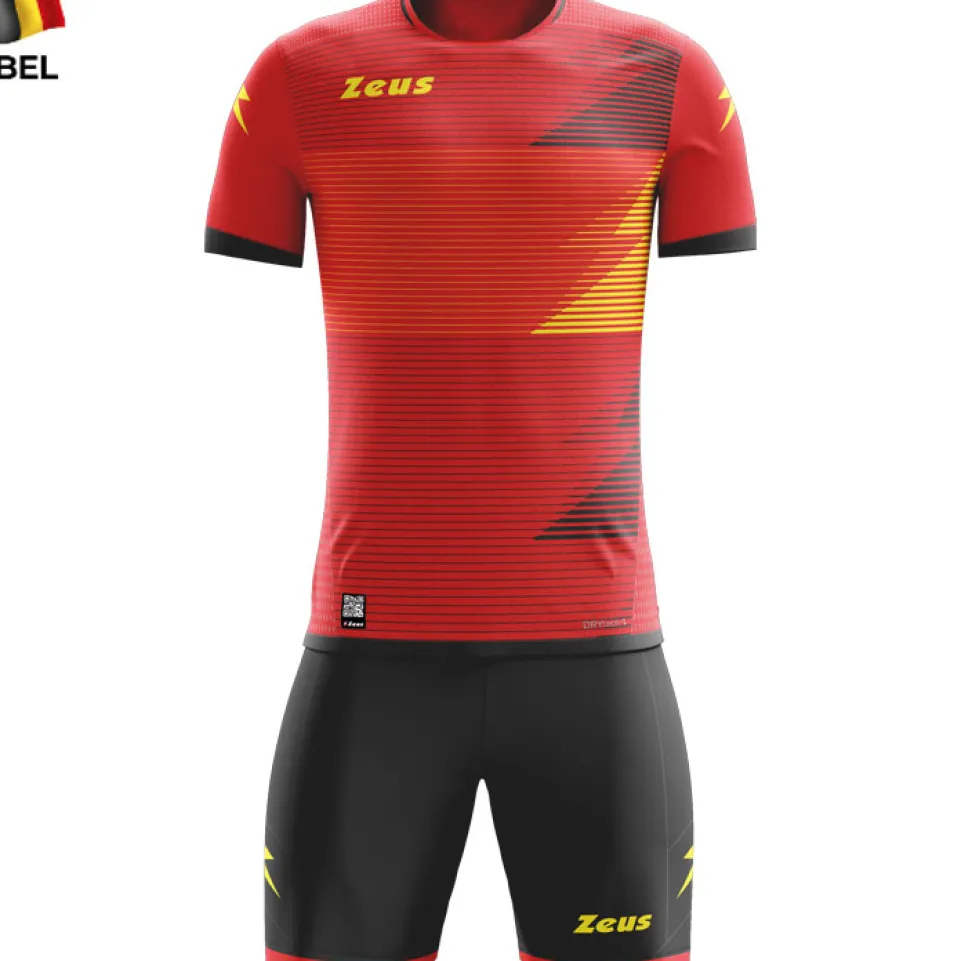 Zeus Mundial Teamwear Set Trikot mit Shorts rot schwarz