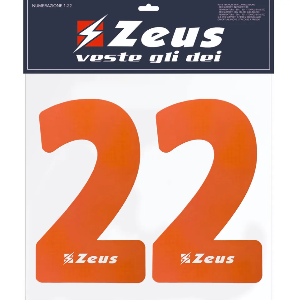 Zeus Nummern-Set 1-22 zum Aufbügeln 23cm Senior orange