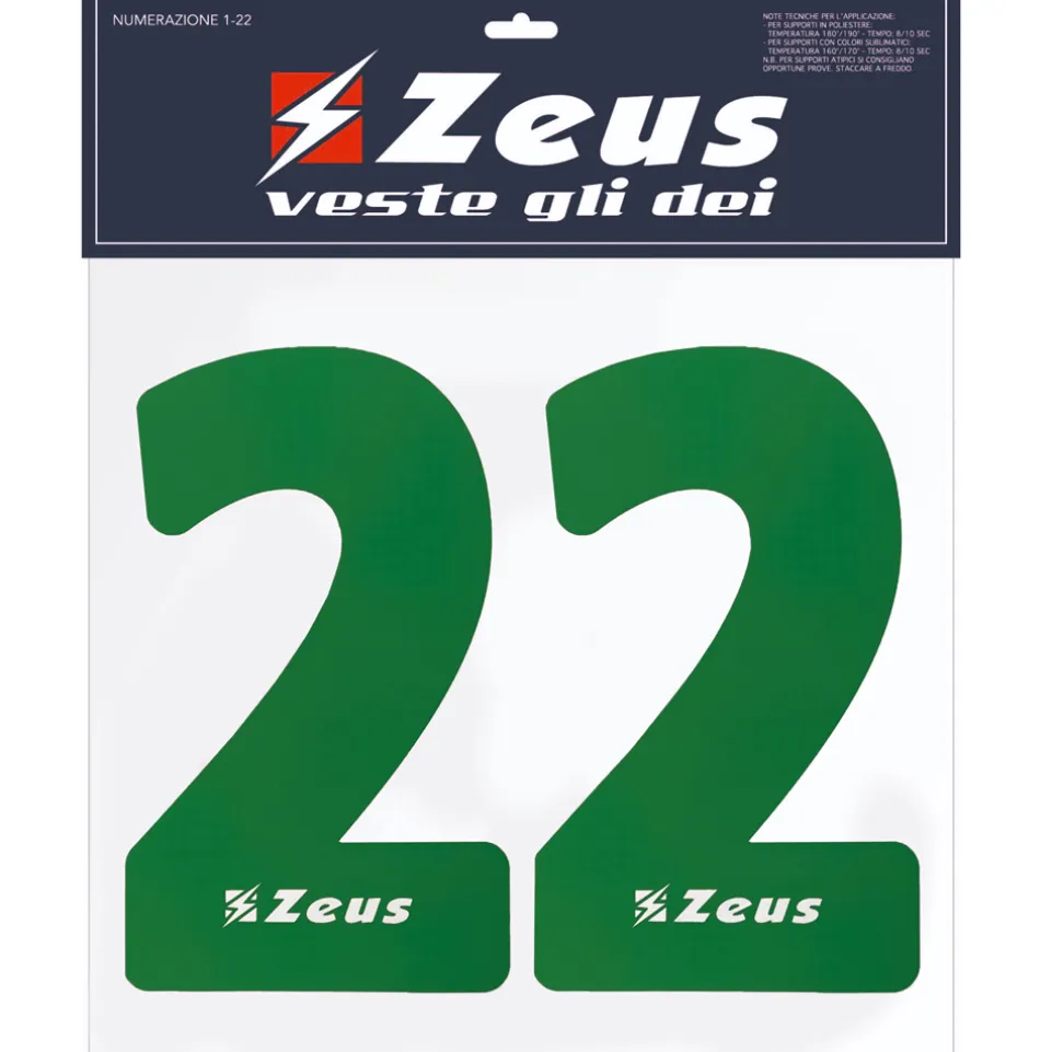 Zeus Nummern-Set 1-22 zum Aufbügeln 23cm Senior grün