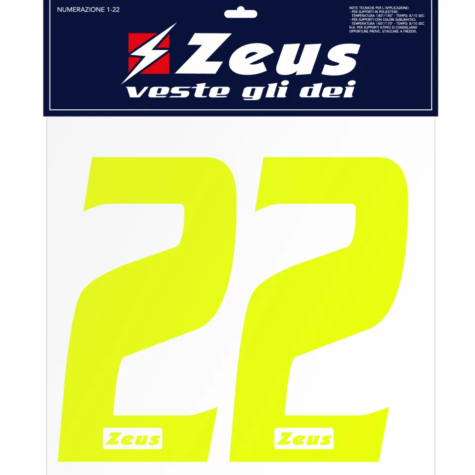 Zeus Nummern-Set 1-22 zum Aufbügeln 25cm Senior neongelb