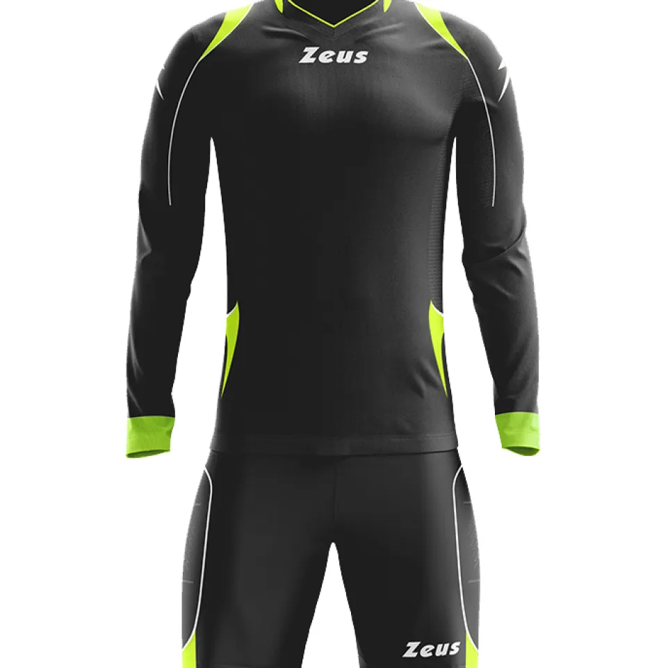 Zeus Paros Torwart Set Langarm Trikot mit Shorts Schwarz Neon Gelb
