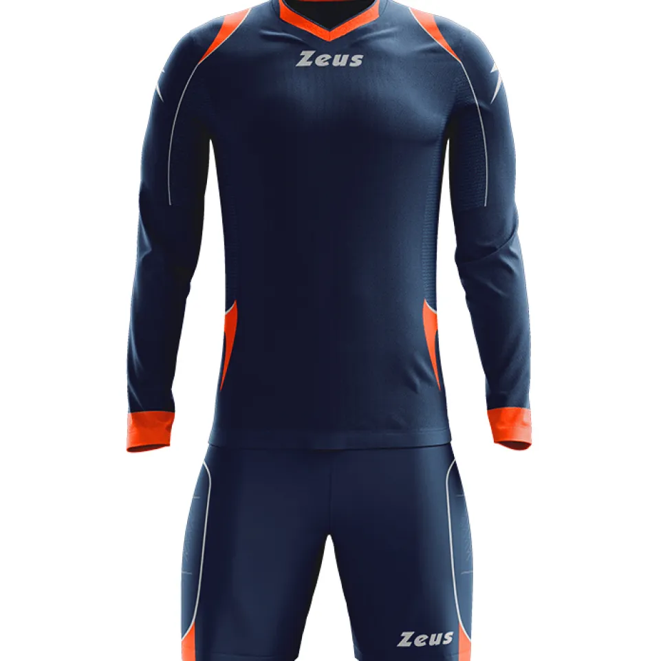Zeus Paros Torwart Set Langarm Trikot mit Shorts Navy Rot