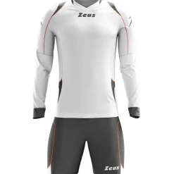 Zeus Paros Torwart Set Langarm Trikot mit Shorts Weiß Grau
