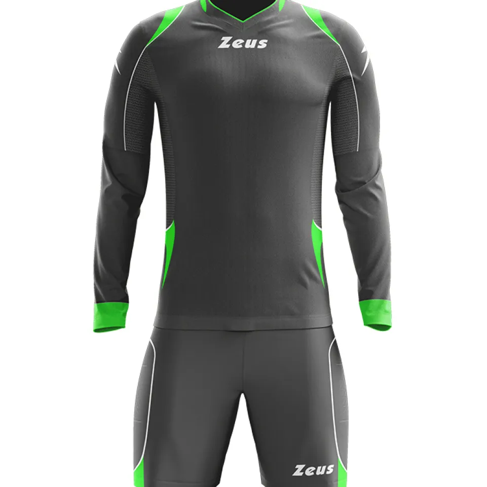 Zeus Paros Torwart Set Langarm Trikot mit Shorts Grau Neon Gelb