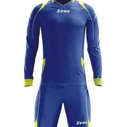 Zeus Paros Torwart Set Langarm Trikot mit Shorts Blau Neon Gelb
