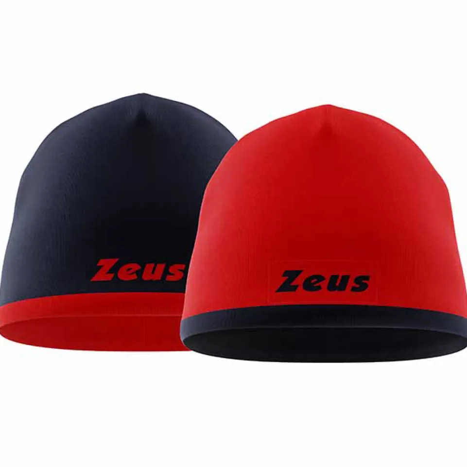 Zeus Wende Beanie Wintermütze Rot Navy